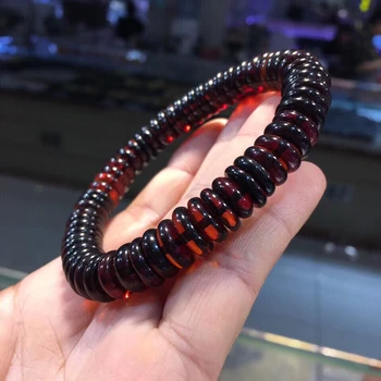 

Certificate Natural Blood Red Amber Bracelet Women Men Healing Stretch Healing 10mm Crystal Abacus Beads Bracelet Jewelry