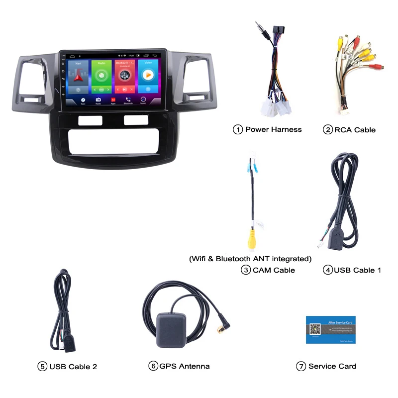 Excellent Car Android 8.1 Multimedia Player for Toyota hilux fortuner 2013 GPS Navigation Device bluetooth steering wheel control support 1