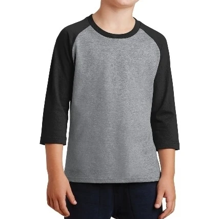 Port & Co PC55YRS Youth Core Blend 3 by 4-Sleeve Raglan T-Shirt Tee Athletic Heather & Jet Black - Medium (1)