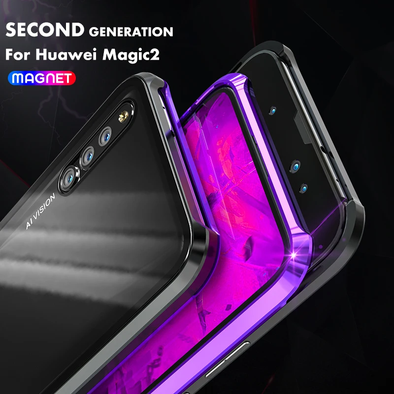 ADKO Магнитный адсорбционный металлический Прозрачный чехол для Huawei Honor Magic 2
