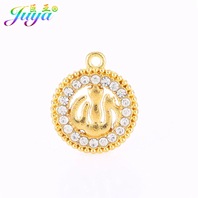 

DIY Muslim Jewelry Findings Gold/Silver Religious Islamic Allah Cz Rhinestone Charm Pendants For Handmade Charms Jewelry Making