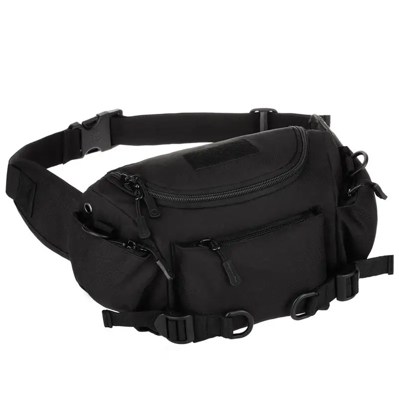 Тактическая Военная поясная сумка для альпинизма, треккинга, походов, верховой езды, кемпинга, камуфляжная сумка двойного назначения, сухая спортивная сумка-мессенджер - Цвет: Black