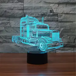 7 цветов Изменение большой грузовик 3D ночник автомобиль светодиодный спальня Таблица атмосфера иллюзия Лампа освещение для домашней