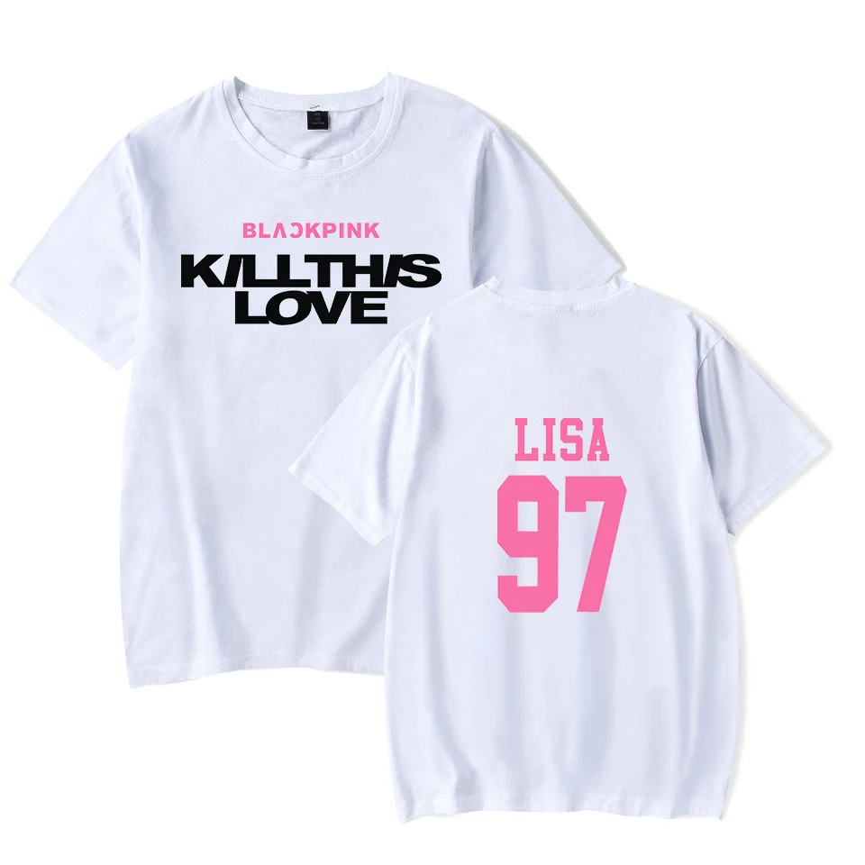 Новый blackpink KILLTHISLOVE для мужчин футболка Harajuku удобные женщин для отдыха простая blackpink Sunmer эксцентричная одежда 4XL