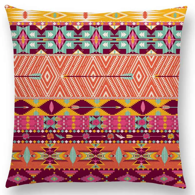 Красочные Бесшовные ацтекские декоративные принты дивана бросок наволочки Необычные абстрактные геометрические векторный узор Племенной наволочки - Цвет: a025609