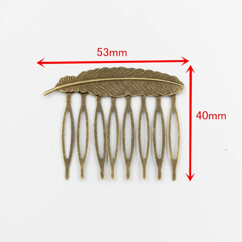 5pcs 53x40mm Retro Bronze Feather Hair Comb Hairpin Hair Wear Bride Wedding Hair Accessories Headpiece for Women and Girls