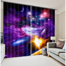 Luxury Amazing Galaxy Universe Space Blackout 3D Window Curtains For Bedding room Living room Hotel Drapes