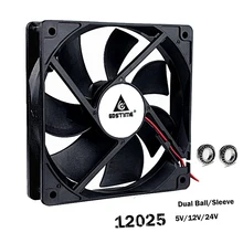 Gdstime 12025 5 V 12 V 24 V 48 V Процессор ПК Компьютерный Вентилятор 120x120x25 мм 2PIN 3PIN 12 см Ноутбук GPU 120 мм DC вентилятор охлаждения фанатский мяч/рукав из нержавеющей стали