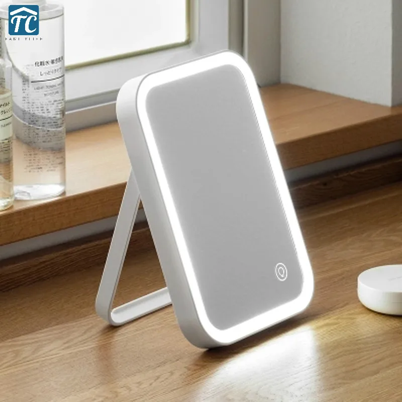 

Makeup Mirror Home Desktop Cosmetic Lamp Led Light Folding Charging ABS 3.7V/1.48W Vanity Compact Make Up Touch Screen Glasses