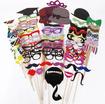 

76 pcs/set Cat Glass Wedding Photo Booth Props Party Decorations Supplies Mask Mustache For Fun Favors Photobooth Photocall