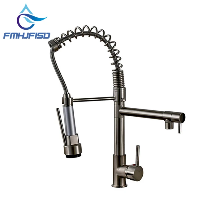 Cheap Factory direct sale! Kitchen Faucet With Hot & Cold Switch Function Spring Kitchen Vessle Mixer Tap Dual Sprayer Pull Down Tap