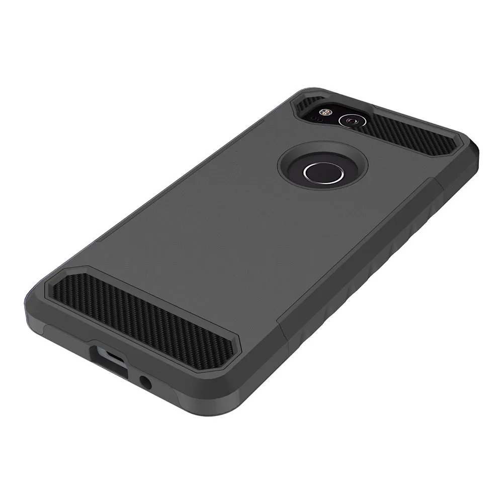 Для Google Pixel 2 Чехол из углеродного волокна шикарный жесткий, мягкий, резиновый ударопрочный Броня задняя крышка ПК силикон, чтобы избежать столкновений и износа