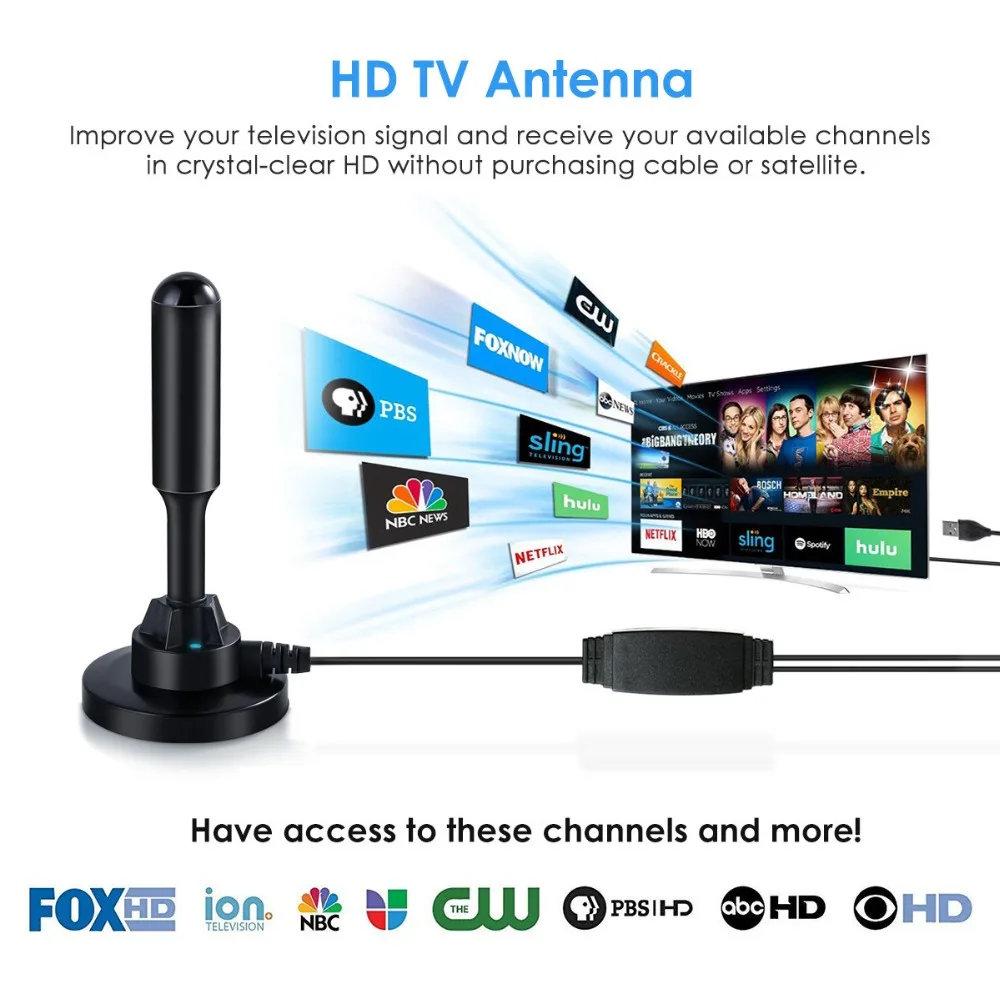 950 км 1080P домашняя цифровая ТВ антенна Приемник сигнала Усилитель ТВ радиус прибой лиса антенна цифровая HD ТВ комнатная антенна DVB-T/T2