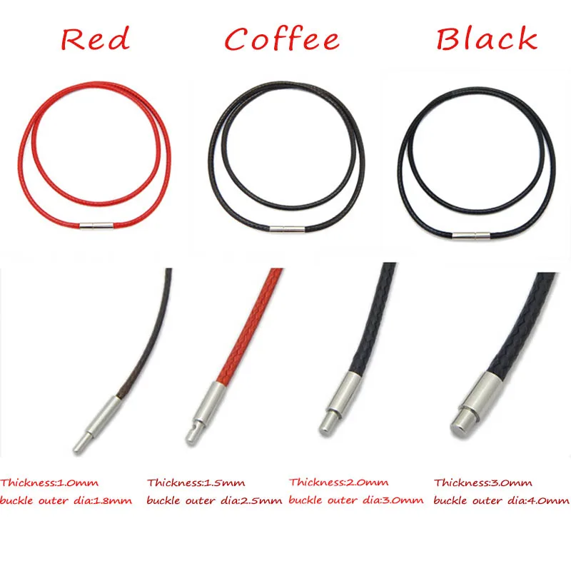 

Wax Rope fit Crystal Pendant Black Red Coffee Necklace Basic Cord with Stainless Steel Clasp for Jewelry Making diy Accessories