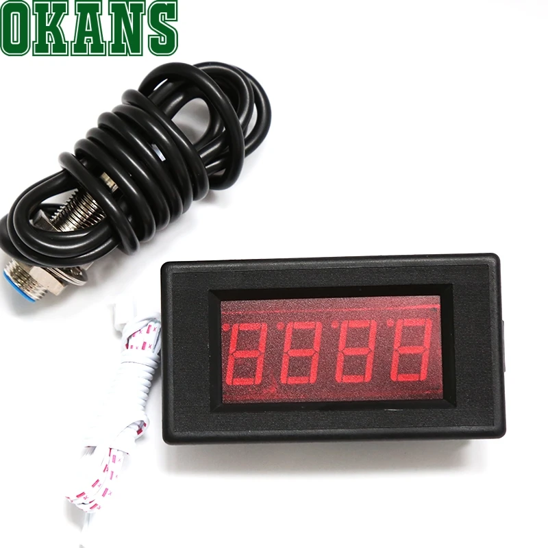 

4 Digital Red LED Tachometer RPM Speed Meter+ all Proximity Switch Sensor NPN