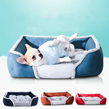 

Dog Bed Warming Kennel Washable Pet Floppy Extra Comfy Plush Rim Cushion and Nonslip Bottom All Size Dog House Dropshipping