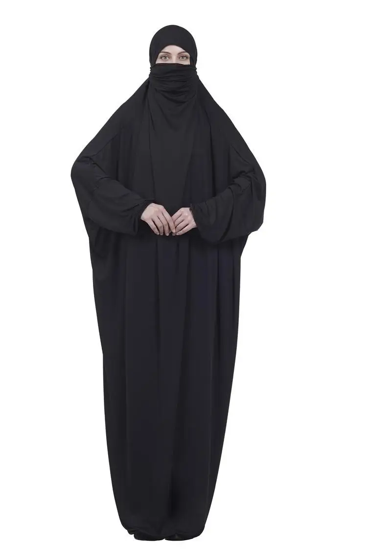 Muslim Women Maxi Prayer Abaya Full Cover Dress Robe Kaftan Arab Hooded Islamic Burqa Khimar Veil Niqab Loose Jilbab Middle East