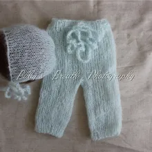 Вязаная шапочка для новорожденных, мохер, штаны, полный комплект, подарок для детского душа, реквизит для фотосъемки