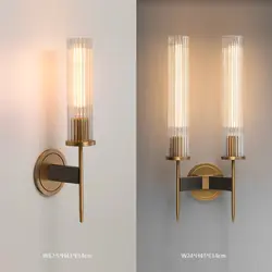 Американский Медь бра для Гостиная арт Ресторан дома деко Wandlamp светодиодный дизайнер Спальня прикроватный настенный светильник