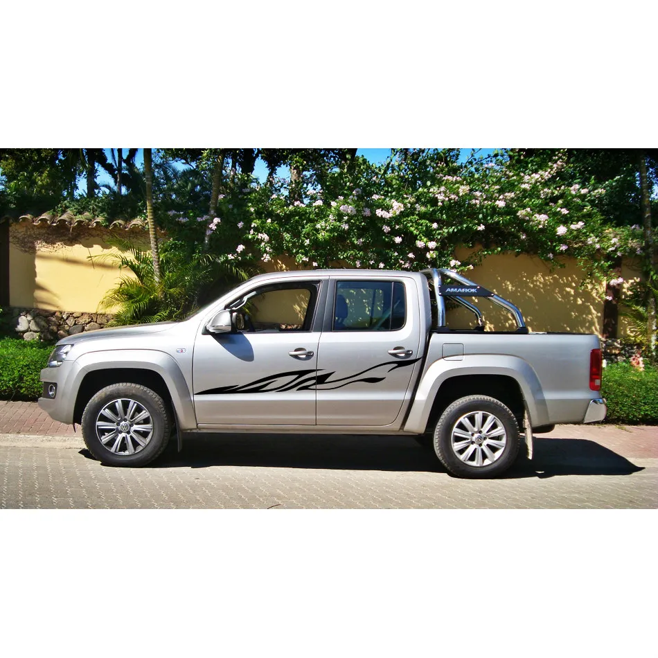 

2pc cool fire car stickers side door body graphic vinyl custom for car accessories MISUBISHI decals AMAROCK decals FORD decals