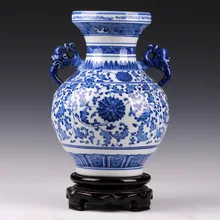 Керамика античный синий и белый фарфор interaural ваза украшение для подарков дома