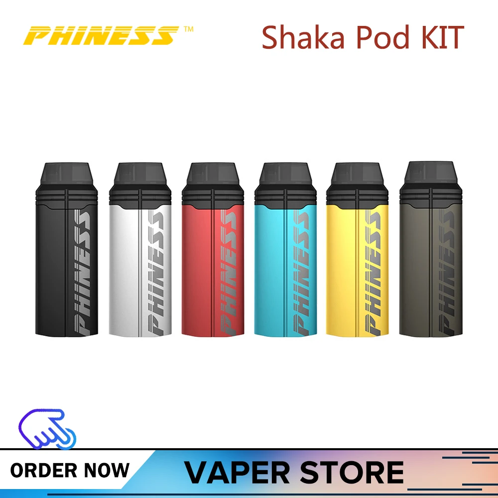 

Original Phiness Shaka Kit With Bulit in 950mAh Battery Box Mod Vape Electronic Cigarette 1.5ml Cartridge Pod VS Uwell Caliburn