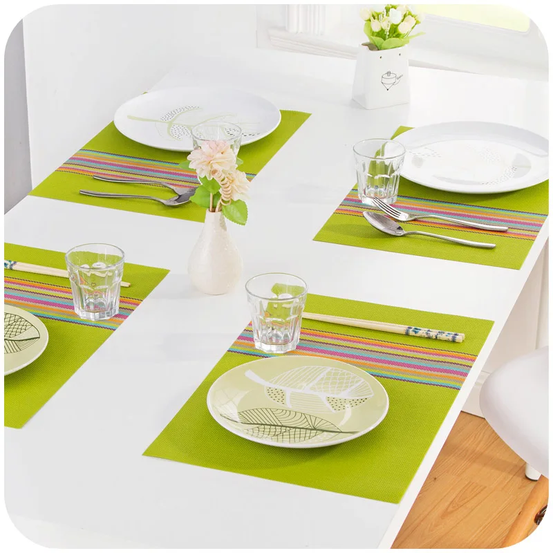 1pc 30 45cm Seven Colorful Dinner Placemats Pvc Place Table Mats