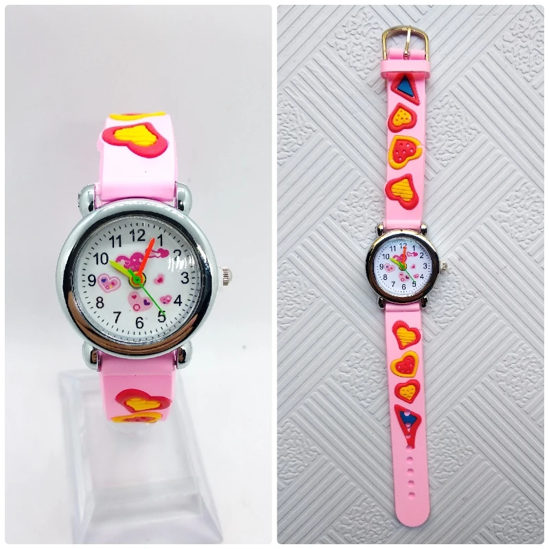 Высококачественные Брендовые Часы HBiBi, Детские Силиконовые часы с сердечком, детские часы, водонепроницаемые часы для мальчиков и девочек, подарок Reloj infantil - Цвет: Розовый