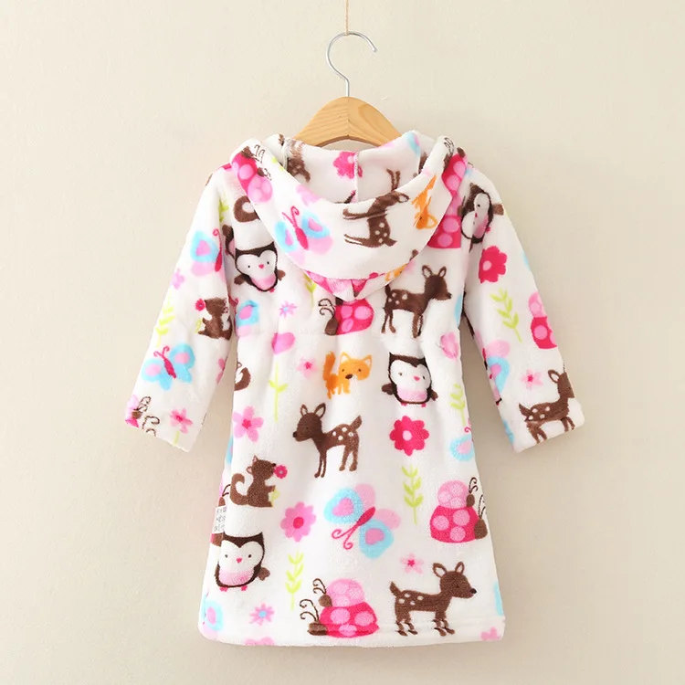 Высококачественная мягкая тепловая фланеливая Ткань банные пижамы банный халат для мальчиков Детская домашняя одежда с милым рисунком Совы и леопарда для девочек