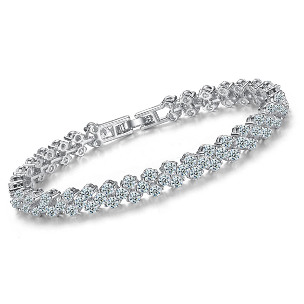 Rome Crystal Tennis Bracelet Zircon Beads Bracelet Bangle Chains Strand