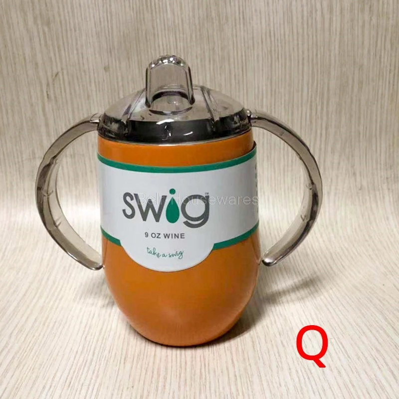 swig Q Чашка-непроливайка, Прямая поставка, кружки для вина, кружка-термос, 12 унций, термос, изолированный бокал для вина, Детские вакуумные колбы с тритановой ручкой - Цвет: swig Q