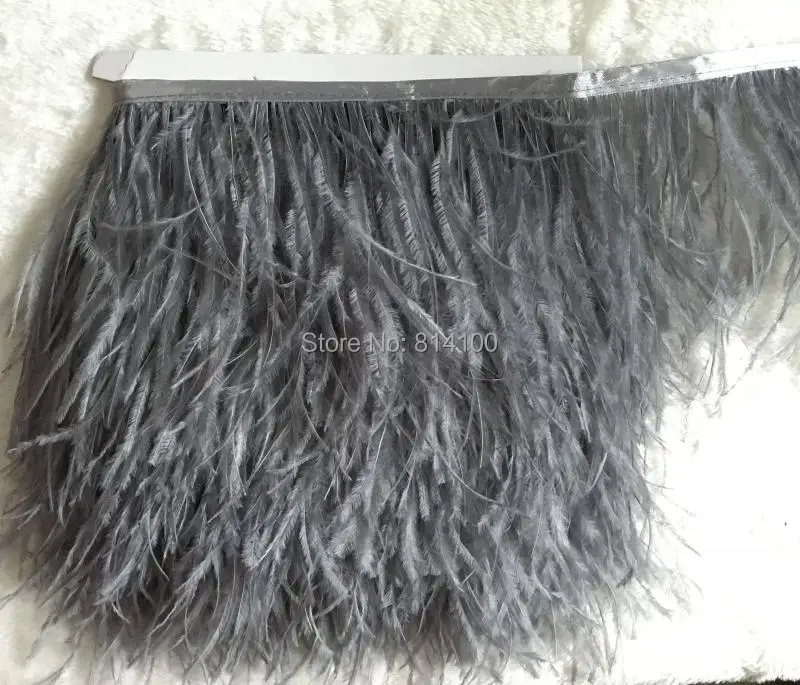 

2yards/lot Deep Grey colors Ostrich Feather Plumes Fringe trim 10-15cm Feather Boa Stripe for Party Clothing Accessories Craft