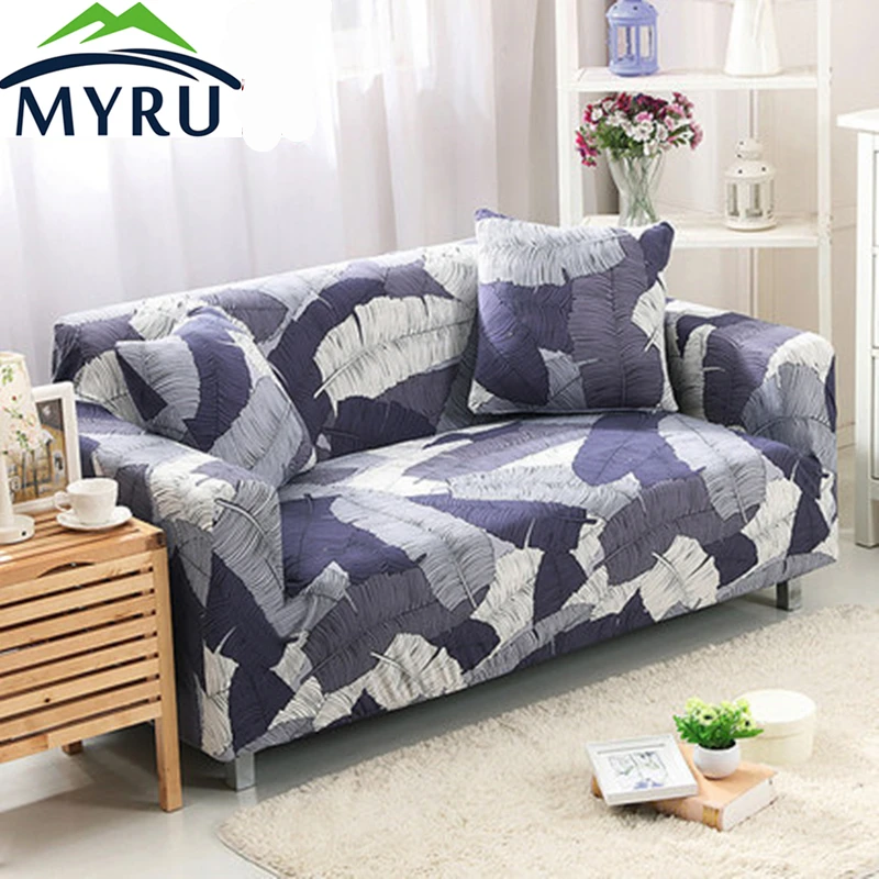

Plants blue leaf Sofa Cover Big Elasticity Flexible Couch Cover Loveseat Machine Slip-resistant Drawing Room Decorate Anti Mite