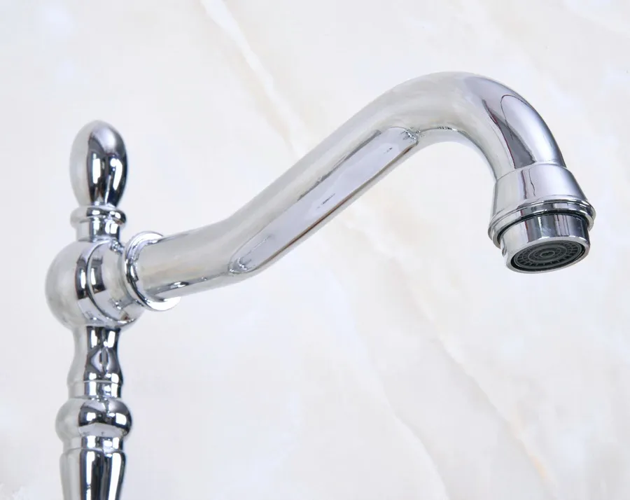 Deck Mounted Polished Chrome Brass Swivel Spout Double Cross Handles Kitchen/Bar Bathroom Sink Faucet Hot&Cold Mixer Tap anf920