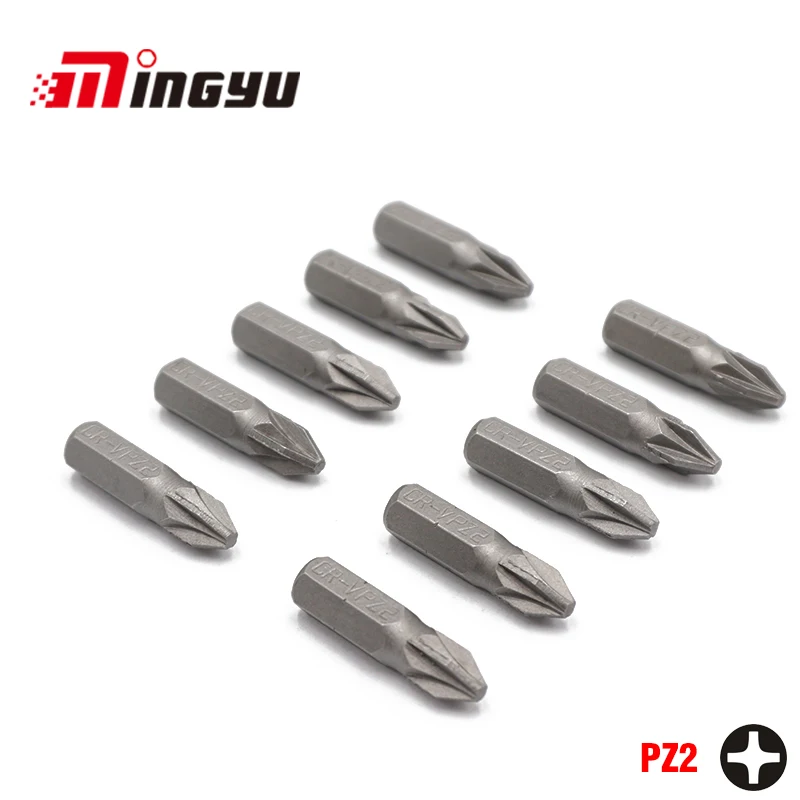 10Pcs 1/4" 25mm Pozidriv PZ2 Screwdriver Bit Set Repair Tools