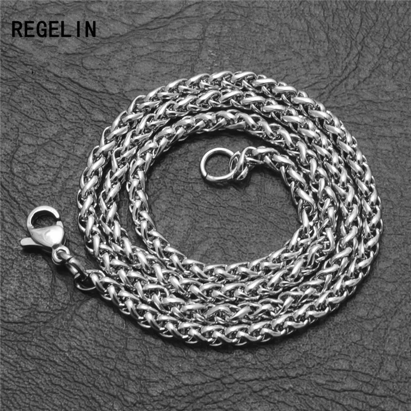 Regelin 50/60/70/80 см Длина Нержавеющая сталь цепи карабины простой цепи Цепочки и ожерелья для Для мужчин Вечерние
