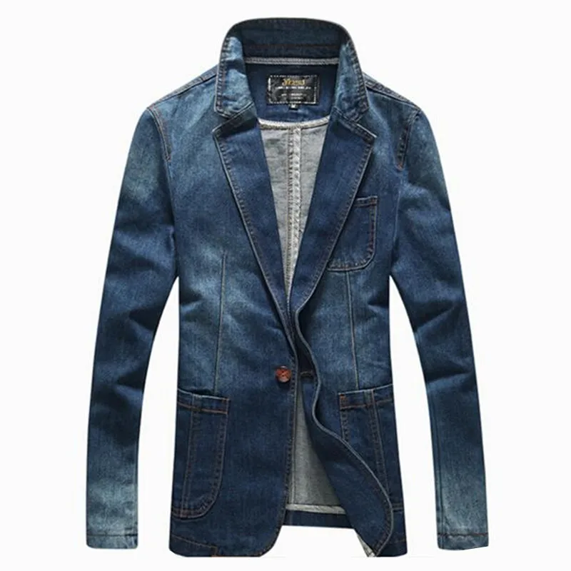 2019 Fashion Denim Casual Jacket Mens Suit Jacket Men Blue Coat Men