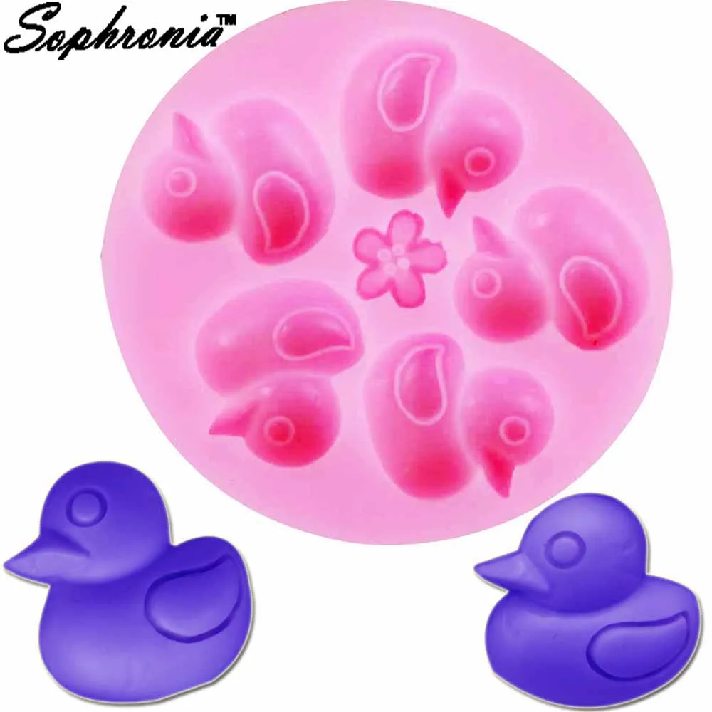 10PCS/SET 5Holes Ducks Shape 3D Silicone Mold for Cake Tools, Cupcake