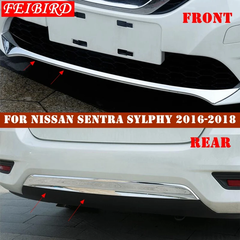 Яркий серебристый стиль для Nissan Sentra Sylphy ABS передний+ задний бампер Накладка порога аксессуары накладка