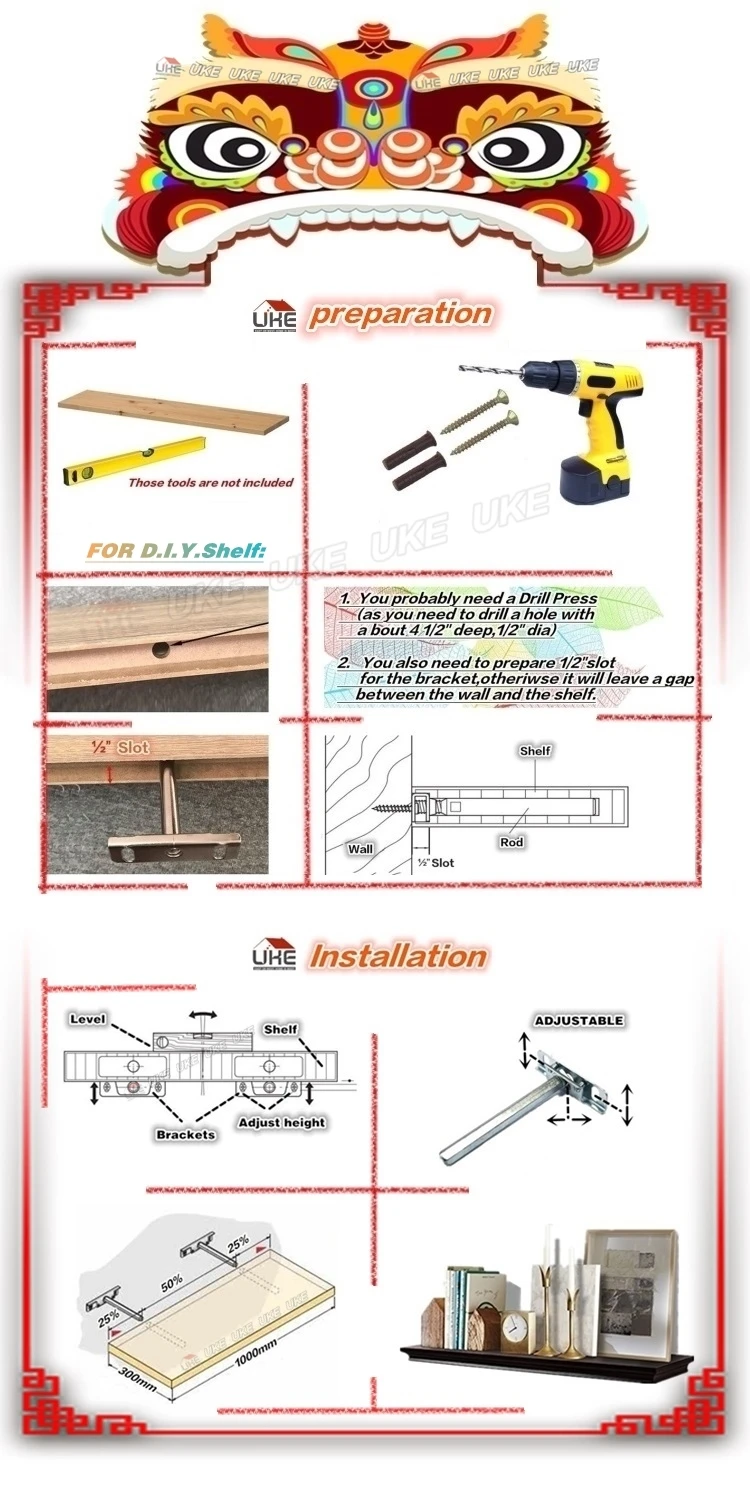 4'' and 8'' long wall shelf floating brackets, DIY  Bracket Support22