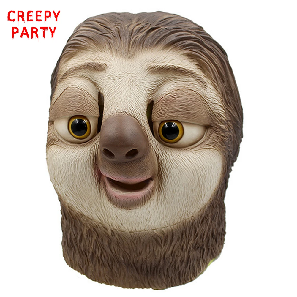 

Realistic Zootopia Sloth Latex Mask Movie Protagonist Flash Full Head Animal Mask Halloween Fancy Dress Party Cosplay Mask