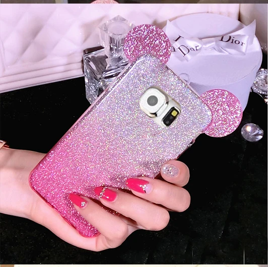 Nephy блеск Микки и Минни Маус силиконовый чехол для телефона Samsung Galaxy S5 S6 S7 край S8