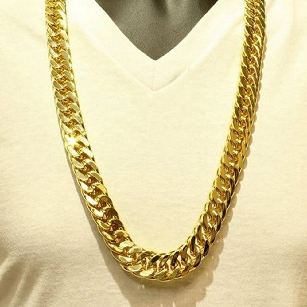 Набор из мужской цепи и браслета с желтым золотом|yellow gold|yellow gold filledman chain set |