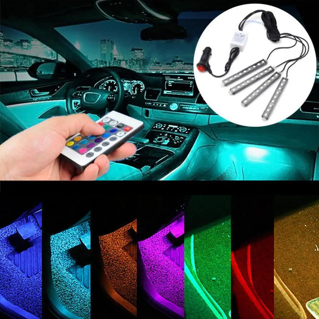 

LED Interior Car Lamp Kit Remote Under 5050 Dash Foot Seat Inside RF Controller 1 x CR2025 Lighting Decor