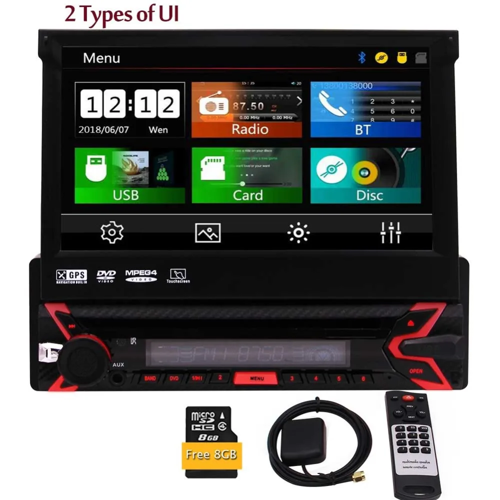 

EinCar Single Din Car Stereo with Bluetooth 7"" Touch Screen Sat Nav Support Radio,Audio, USB, GPS,FM / AM RDS Video, Car CD DVD