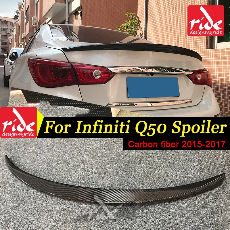 

Q50 Rear Spoiler Wing Lip For Infiniti Q50 Q50S Carbon Fiber Rear Trunk Spoiler U.S.A Style Tail Trunk Lid Boot Lip Wing 2015-17
