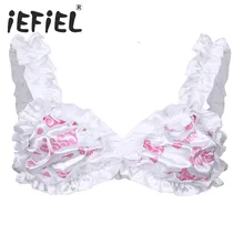 Мужской бюстгальтер s Sissy Bralette, гладкий провод с цветочным рисунком, Свободный Мужской бюстгальтер, топ с буквенным принтом, оборками, Широкие бретельки, бюстгальтер без подкладки, топы