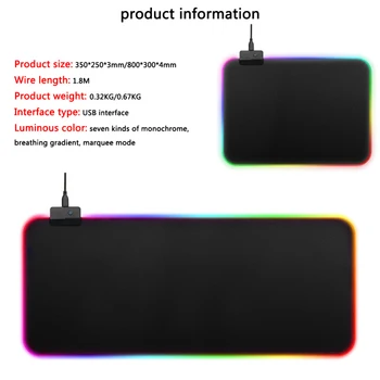 

RGB Gaming Mouse Pad Oversized Glowing LED Extended Illuminated USB Keyboard Thicken Colorful Luminous For PC Laptop Desktop