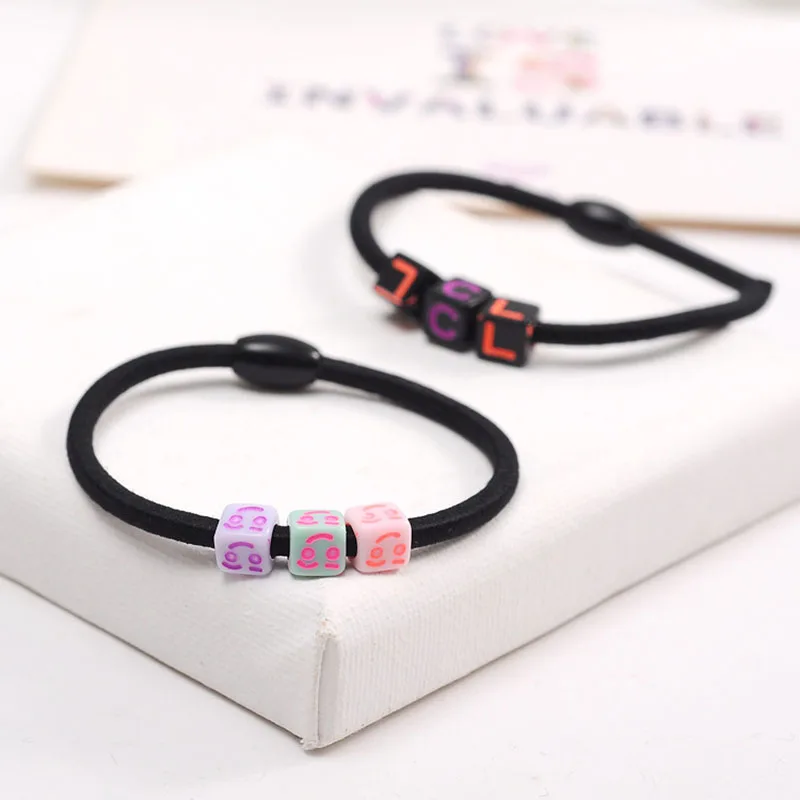 FORWELL Women Hair Accessories High-Elastic Black Color Hair Ring Fashion Letter Rubber Bands Girl Small Head Rope Hot Wholesale