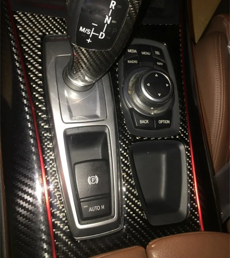 Углеродное волокно для внутреннего контроля переключения передач рамка Накладка для BMW X5 E70 X6 E71 кондиционер CD Панели Наклейки